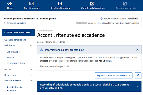 Dichiarazione Precompilata Info E Assistenza - Altre Informazioni