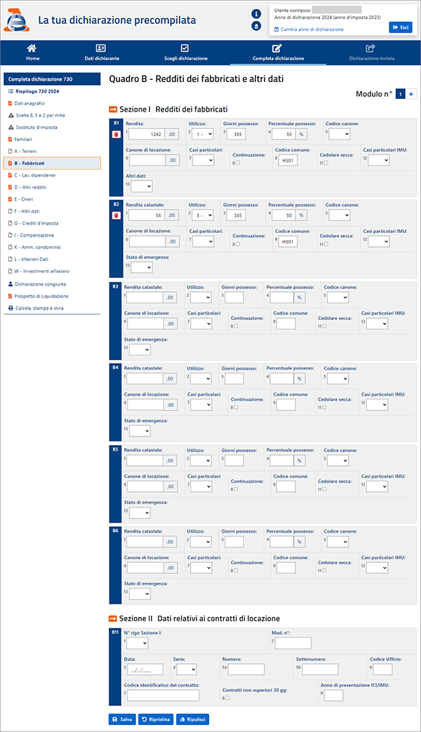 Esempio Compilazione Quadro B 730 2019